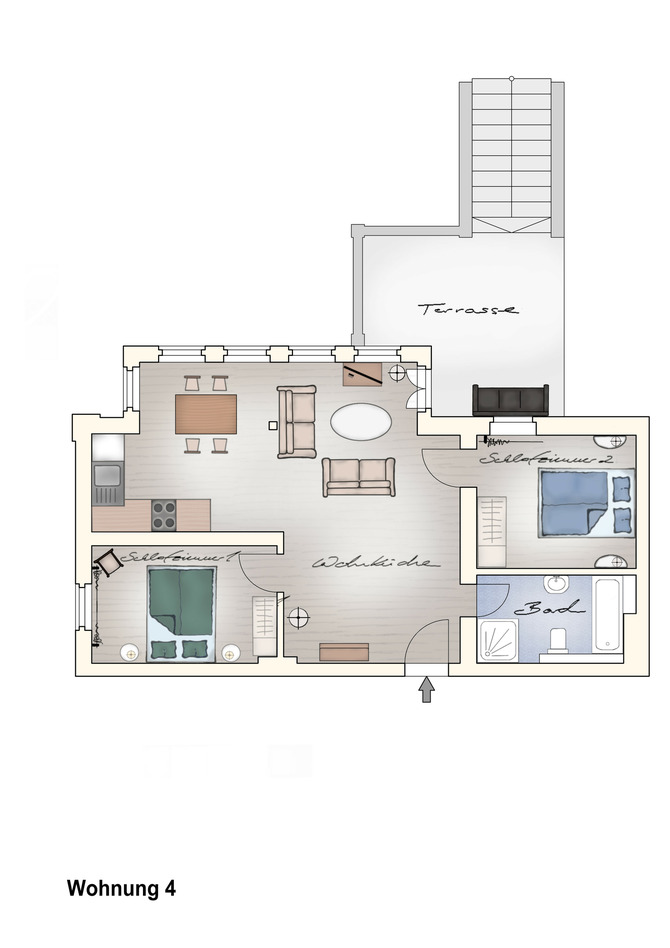 Ferienwohnung in Neuenkirchen - Gutshaus Grubnow auf R&uuml;gen - Grundriss Wohnung 4