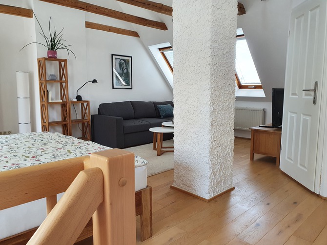 Ferienwohnung in Satjendorf - Ferienwohnung Gries-scher Hof - DG mit Wohn-Schlafbereich und T&uuml;r zum Duschbad